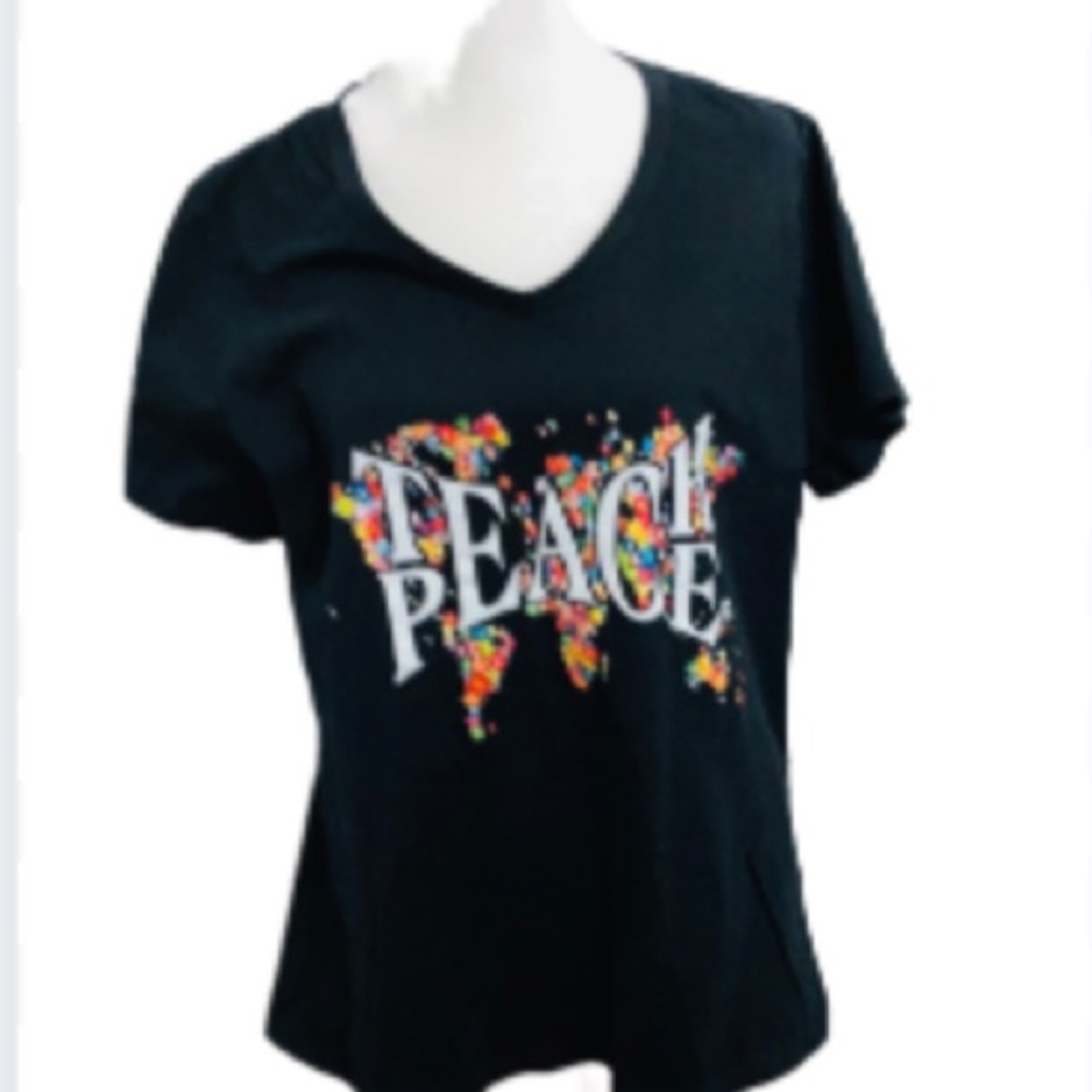 EUC Chic Yea Teach Peace Logo Black T-shirt Size Large